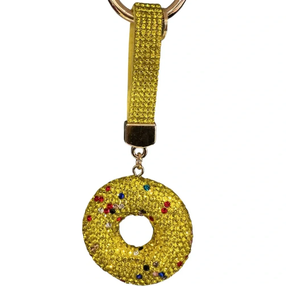 Adorable Bling Yellow Donut Bag Charm NWOT